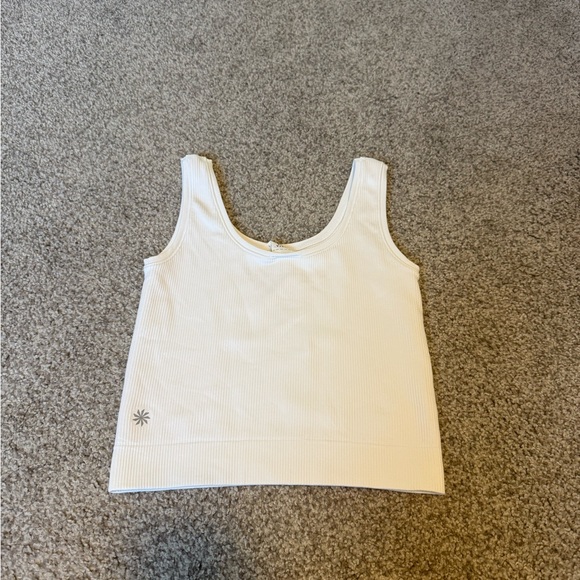Athleta Girl White Ribbed Tank Top. Large L - Picture 1 of 2